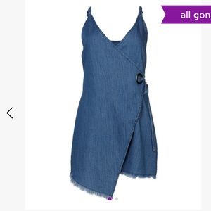 Forever 21 Blue Fringe Trim Wrap Dress